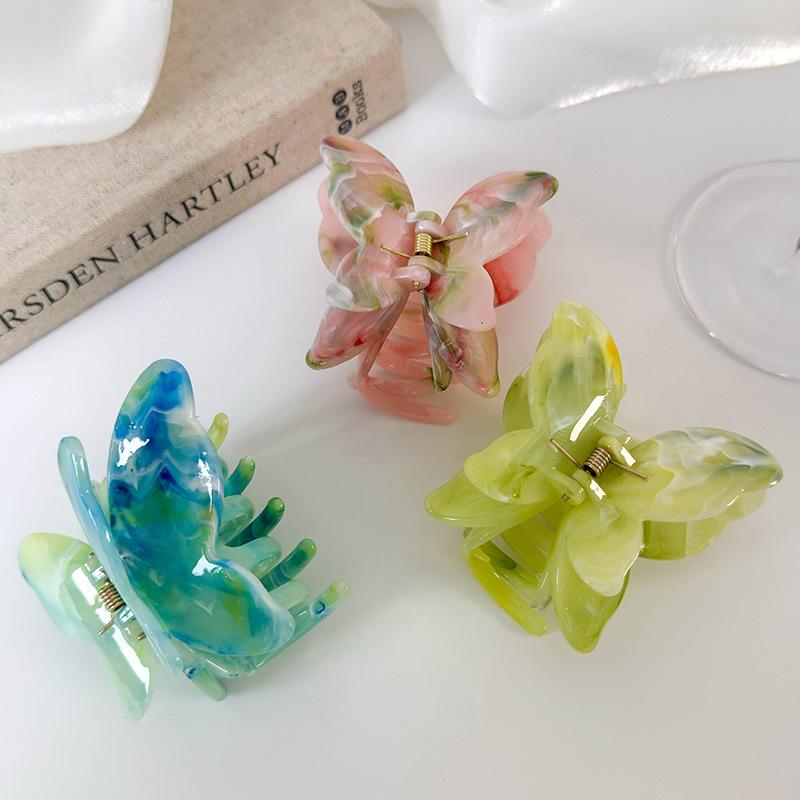 Retro Colorful Sweet Butterfly Hair Claws for Women Girls Temperament Hair Clip Styling Tools Hairpin Acetate Barrette Headdress
