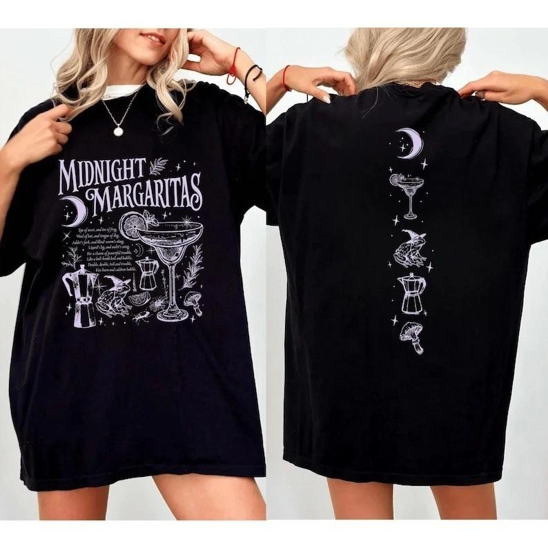 Vintage Midnight Margaritas Shirt Practical Magic Tee Retro Halloween Movie Short Sleeve Tshirts for Summer Unisex AllSeason