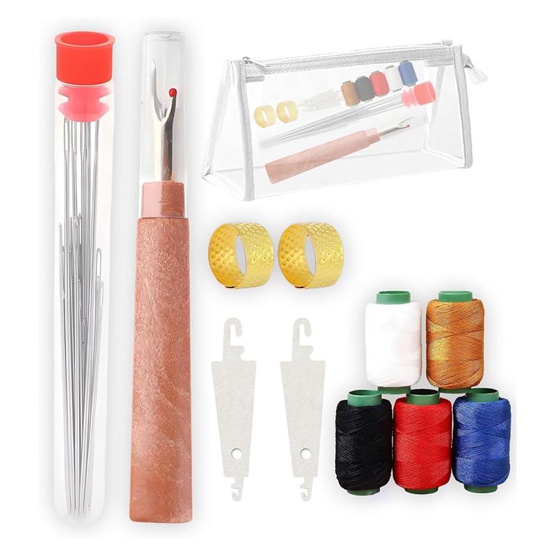 A25F-Embroidery Tool Kit, 37PCS Sewing Tool Set,Needles Thread Hand Repair Tools(25 Steel Needles, 5 Threads) Included