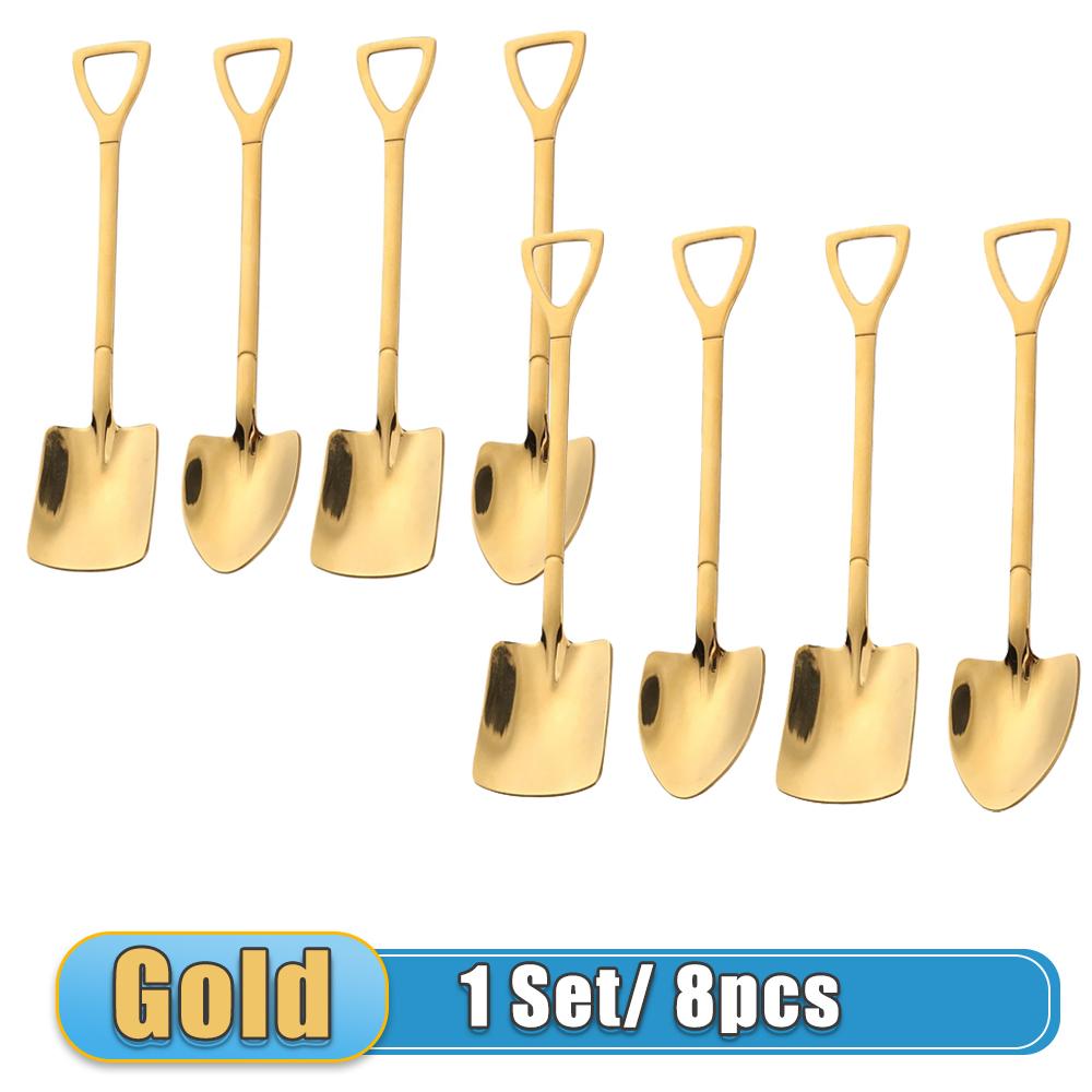 4 Pcs Pieces Coffee Spoon Stainless Steel Stiring Teaspoons Ice Cream Cake Dessert Spoon Set Sliver Tableware Party Cutlery