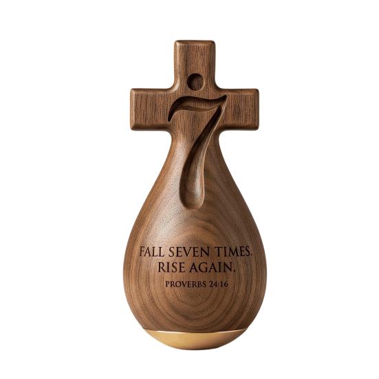 Деревянная Настольная Орнаментальная Фигурка  Верный Стол  Христианская Вдохновляющая Фигурка  Семь Раз Упал, Восемь Раз Поднялся  Настольное Украшение Религиозный Подарок для Дома Церкви Офиса