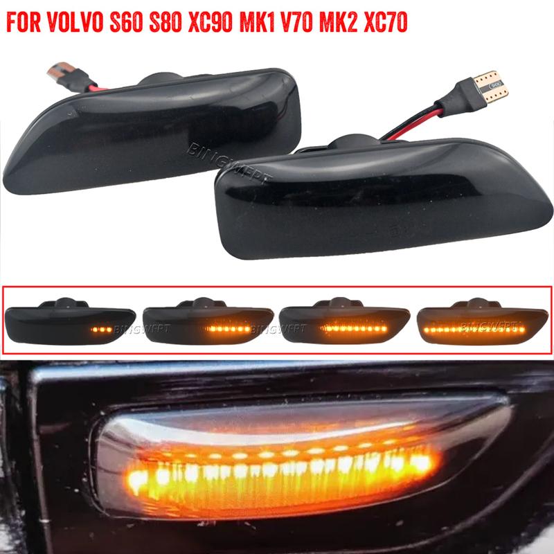 (Left + Right) For Volvo XC90 S80 XC70 V70 S60 2001-2009 30722641 3072264 LED Side Marker Blinker Turn Signal Light