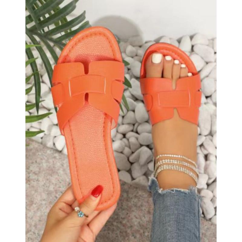 Große flache Sandalen für den Sommer, verschleißfeste Hausschuhe, bonbonfarbene Hausschuhe