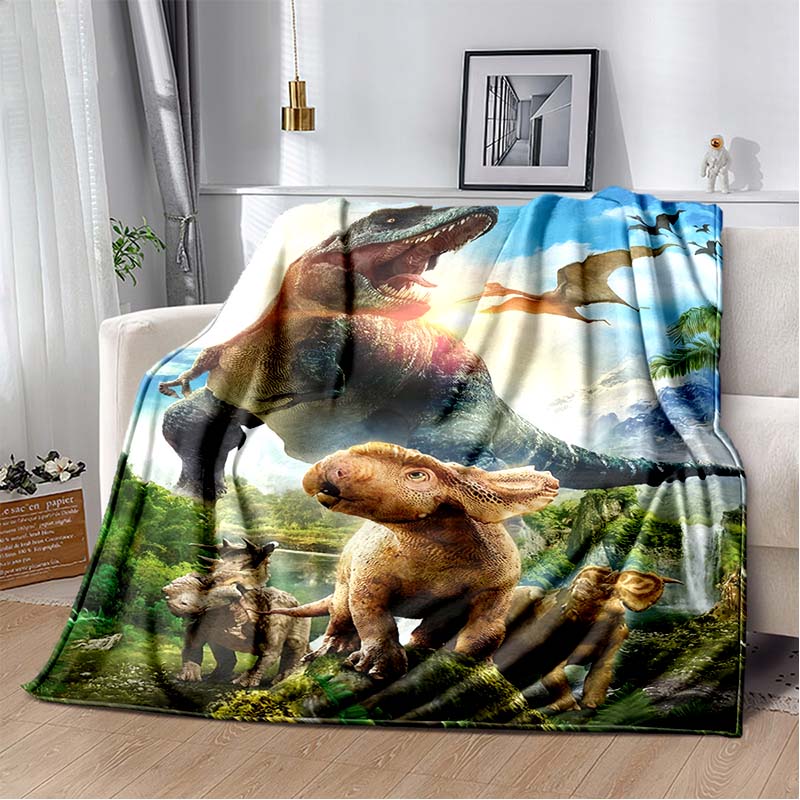 

Fire T-Rex Dinosaur Print Flannel Blanket, Kids Prehistoric Throw Blanket 80cm x 120cm
