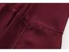 European & American Women's Autumn Burgundy Draped Sling Dress - Elegant & Lazy French Style