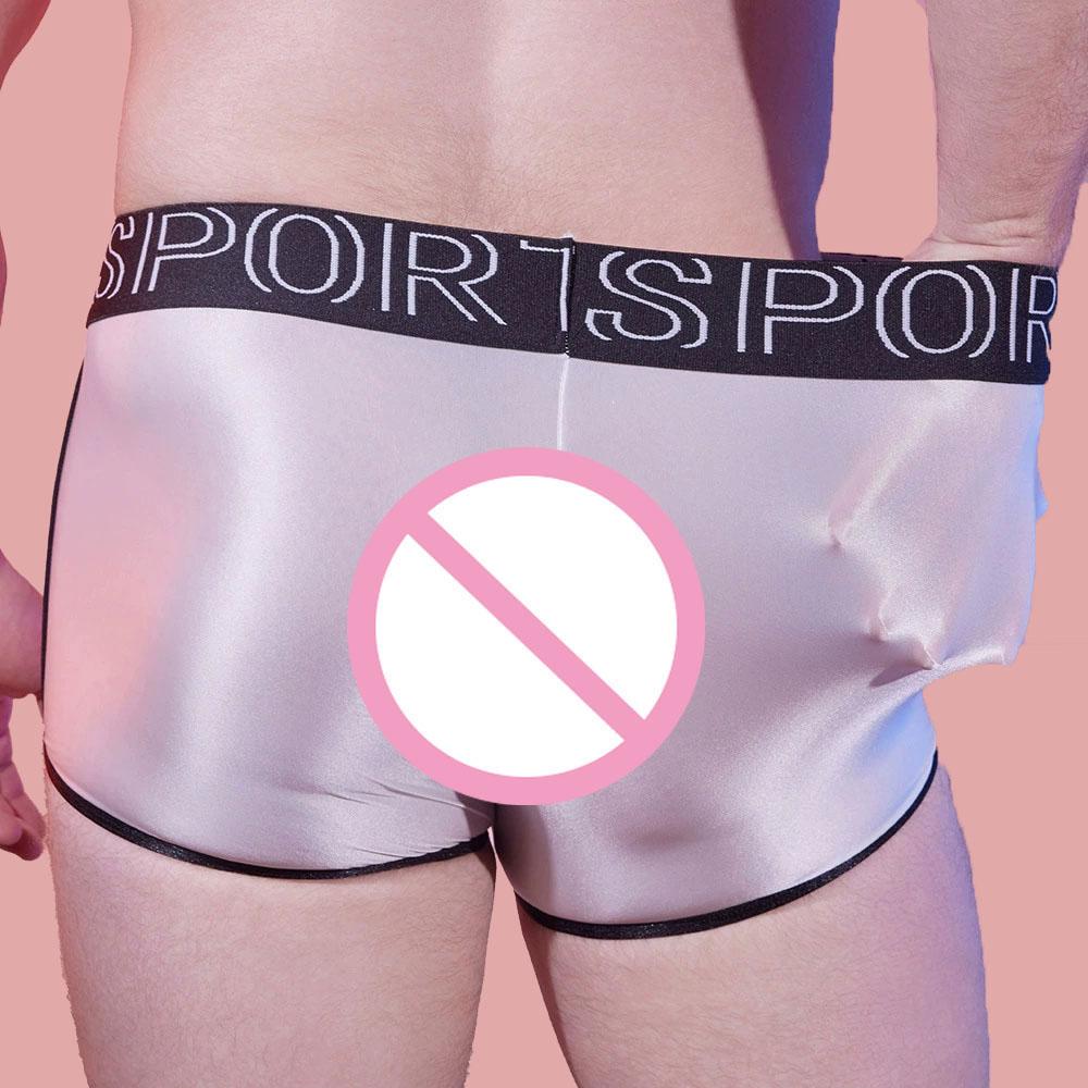 High Elastic Satin Shiny Men Panties Big U Bulge Pouch Sheath Breathable Boxer Thin Fashion Man Underwear Lift Butt Lingerie
