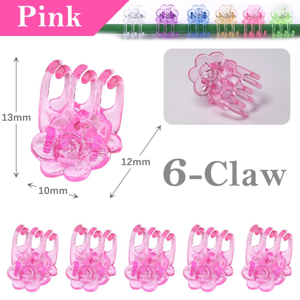 

20-500 шт. 6-цветные 6-лапчатые пластиковые зажимы для растений, зажим для поддержки цветка орхидеи, застежка для связанного пучка веток, плетущихся лоз, садовый инструмент 20pcs розовый