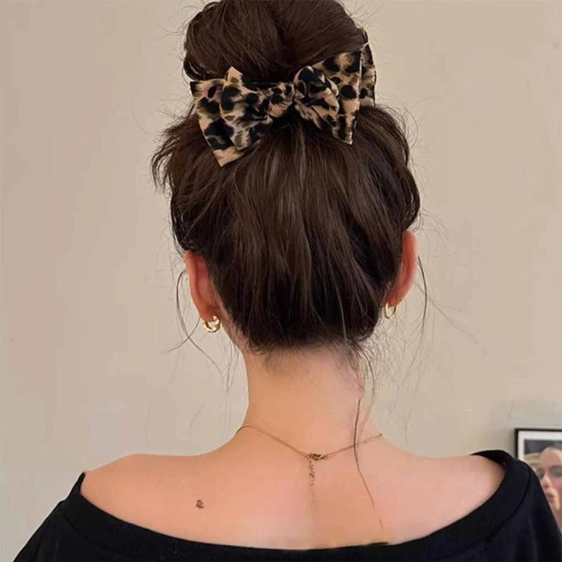 1Pc Vintage Leopard Print Bow Premium Hair Grab Hair Accessory Is Suitable for Women To Wear
