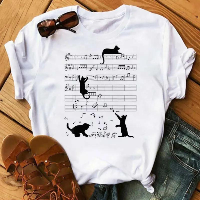 Maycaur Kawaii Cats Print Summer Cute Women Tshirt Funny Cartoon T Shirt FeUnisex Ullzang Tshirt 90s Fashion Korean Style Top Tee