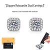 S925 Sterling Silver Square Earrings with 1 Carat Moissanite for Women - Classic Silver Ear Ornaments.