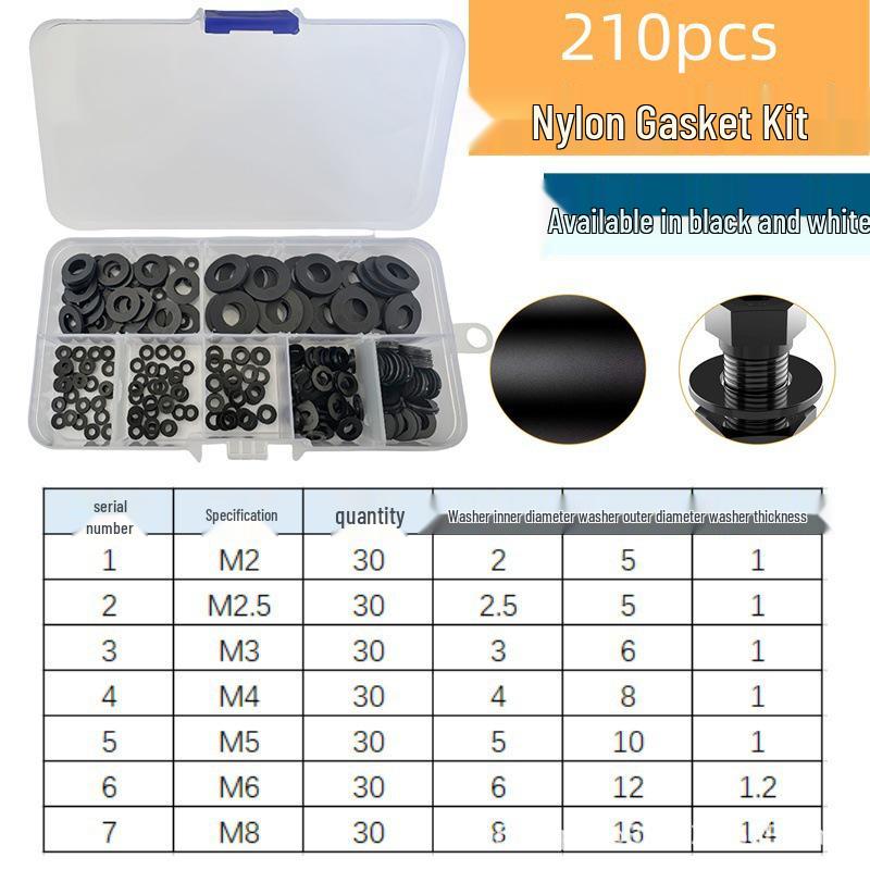 210-Piece Black Nylon Insulating Washer Set