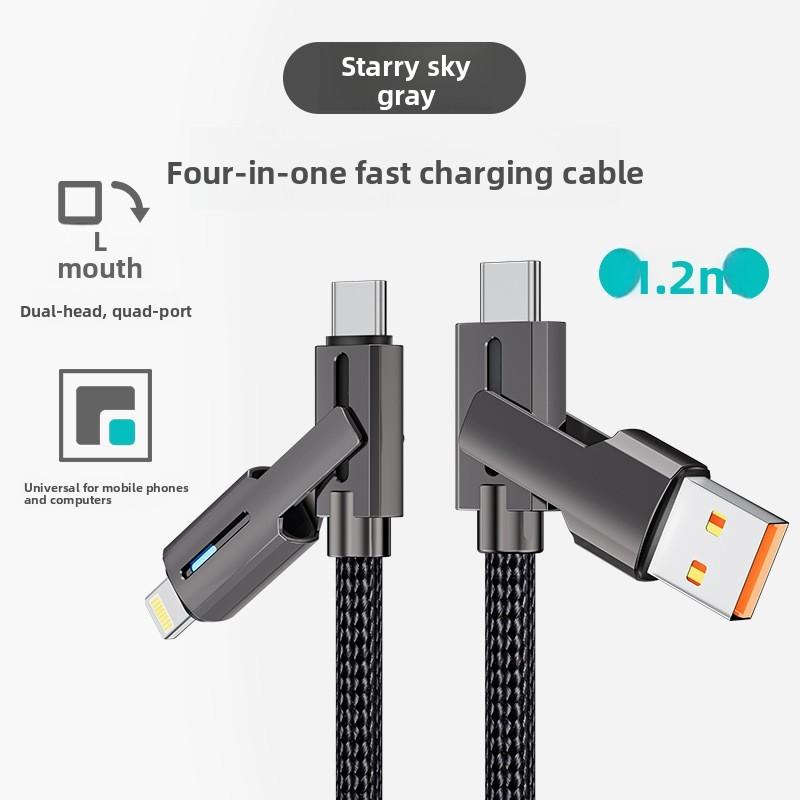 100w Fast Charging Multi Cable For Apple Huawei Xiaomi With Lightning And Typec Connectors