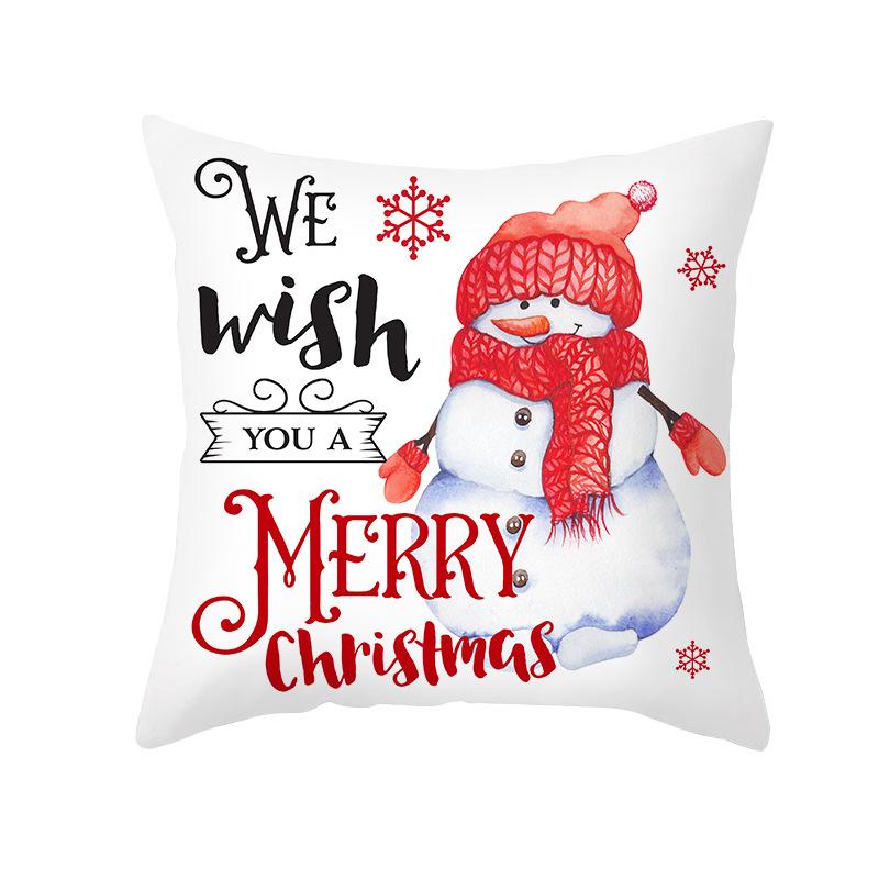 Plaid Christmas Pillow Cover Letter Christmas Tree Sofa Cushion Cover Peach Skin Cushion Home