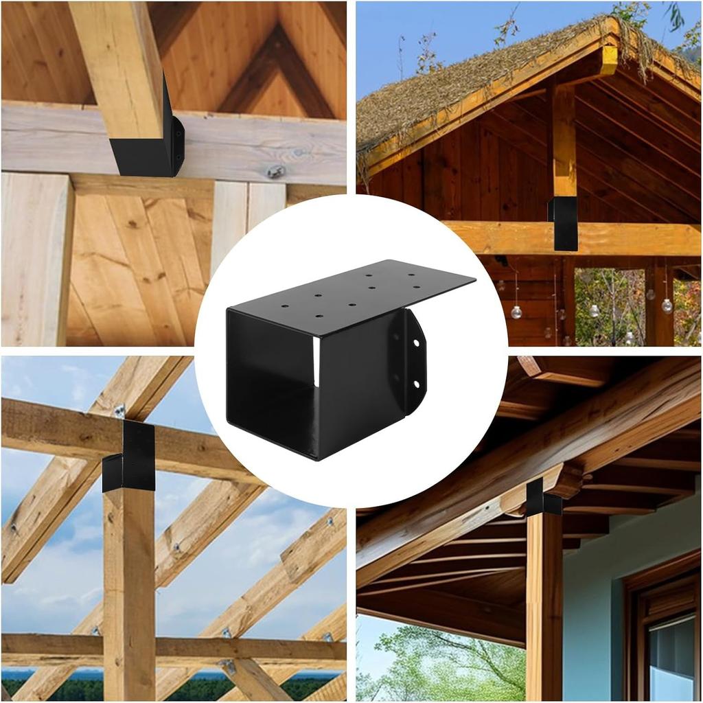 4x4 Pergola-Winkel für Holzpfosten(Tatsächlich 3,5" x 3,5"), Sparren Pfosten Winkel Wandhalterung Stützen Verbinder für Pergola Terrassengeländer Pavillons Balken, 4 Stück
