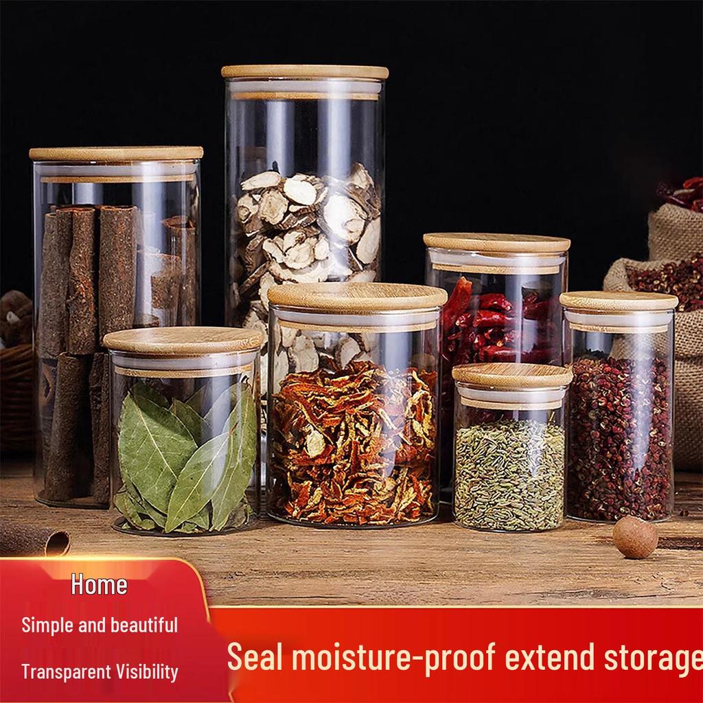Borosilicate Glass Storage Jar with Bamboo Lid for Cereals, Grains, and Coffee Beans