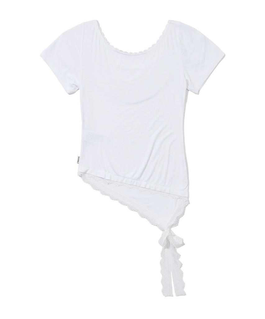YOUHEE Youhee Lace Unbalance T-Shirts_White