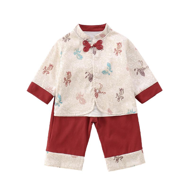 New Chinese Style Infant & Toddler Hanfu Set for Grasping Ceremony & Birthday