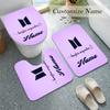 BTS (32) Custom name Flannel Toilet 3 Piece Set Soft Bathroom Rug Toilet Seat Cover for Bathroom Home Decor