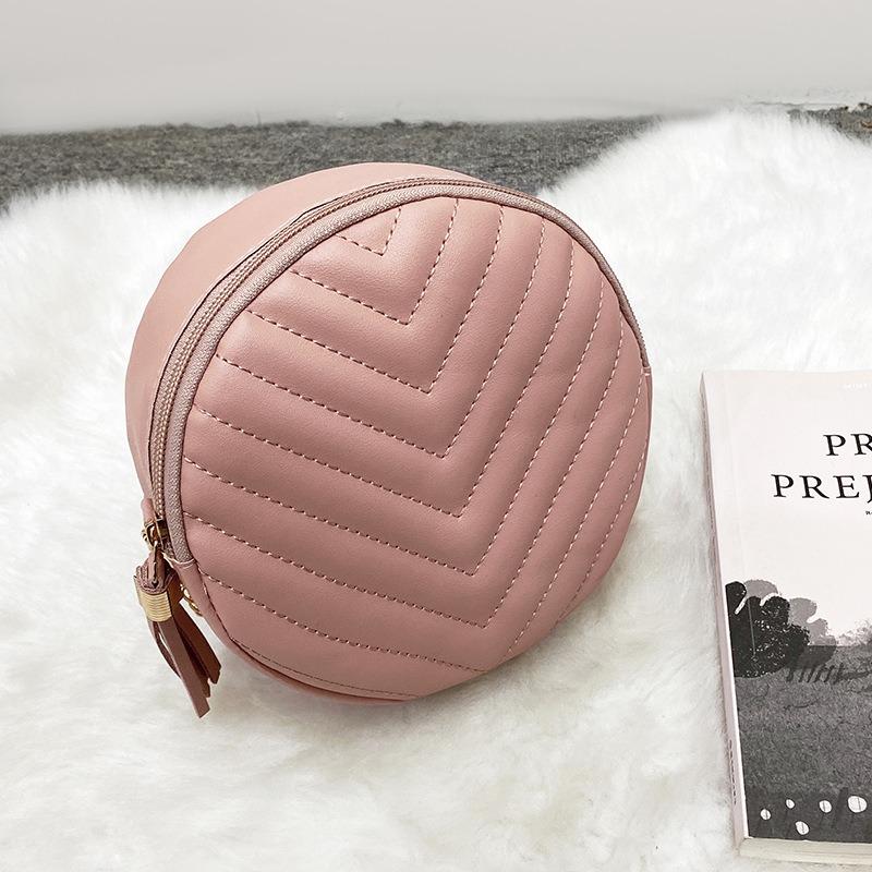 New embroidered fringed zipper pendant shoulder crossbody small round bag trendy versatile mobile phone round bag