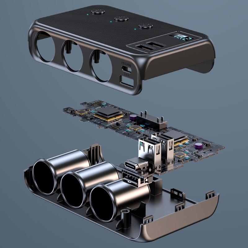 Car Charging Hub Splitters with Independent Switches Fast Charging Adapter Vehicles Charger for 12V-24V Car Truck SUVs