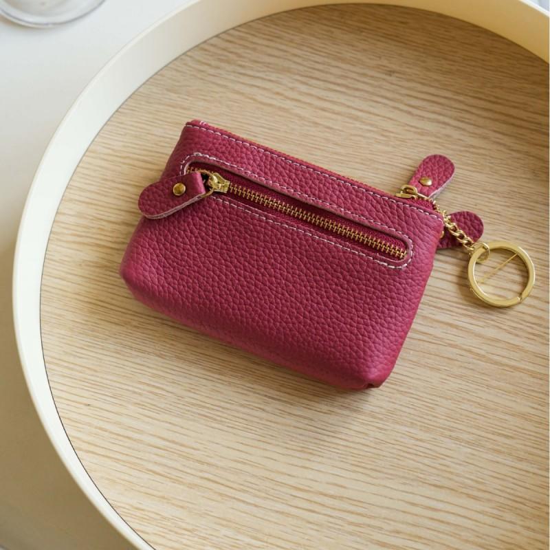 Genuine Leather Mini Coin Purse Women Small Wallet With Card Slots Key Holder Soft Cowhide Compact Clutch