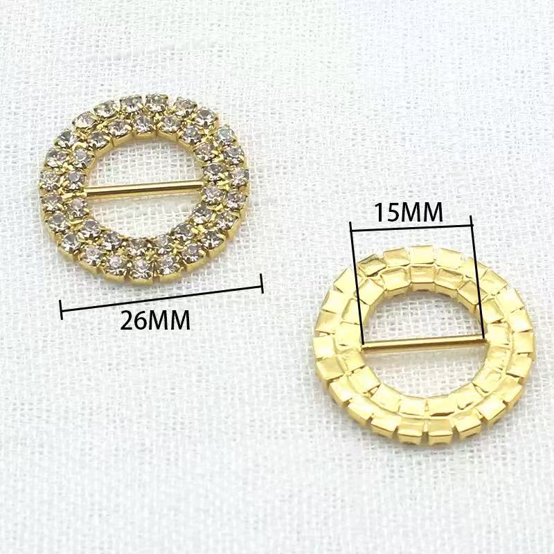 

10pcs Round Diamante Rhinestone Buckle Chair Sash Ribbon Slider 15mm золотой