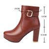 Winterwärme Damen Runde Zehen Leder Klobige Hohe Absätze Reißverschluss Designer Mode Mädchen Lässiger Plateau-Schuh Große Größe