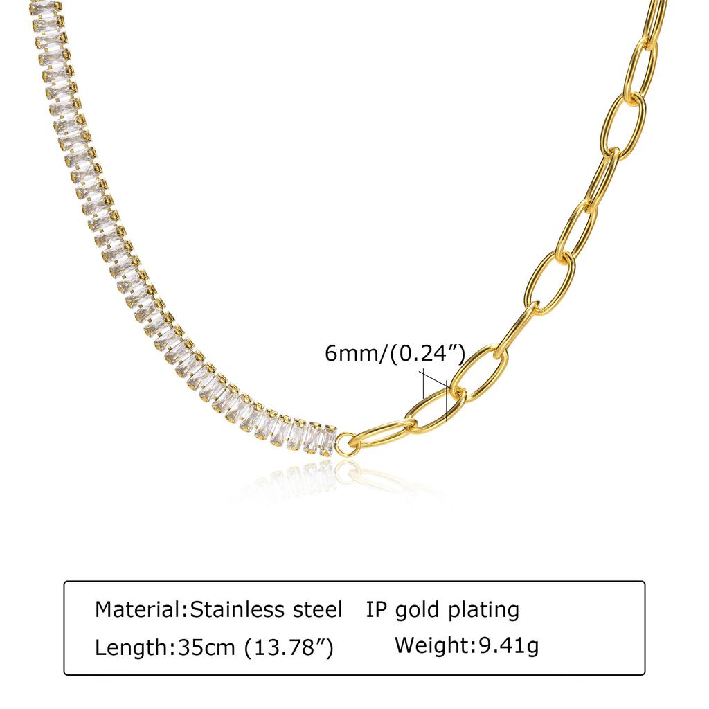 Chunky Gold Plated Link Necklace For Women, Stainless Steel Oval Thick Chain Choker Minimalist Jewelry