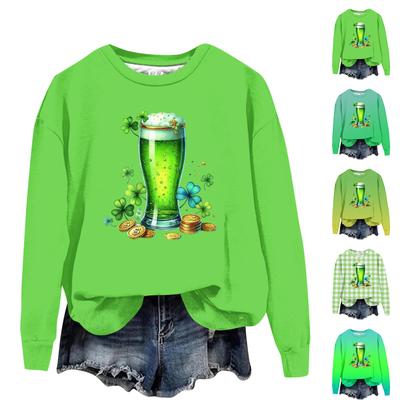 Moletom Feminino Casual de Manga Comprida Solto Estampado