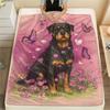 Pink Rottweiler,pattern Flannel Blanket, High quality Comfortable for All Seasons, Home Decor, Warmth and Comfort, Perfect for Gifts.