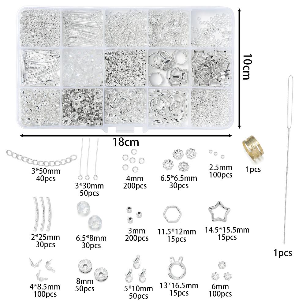 1027pcs/Set Lobster Clasp Beads Cap 9 Pins Rhinestone Beads CCB Bead Frame with Needle Kit for DIY Bracelet  Jewelry Making