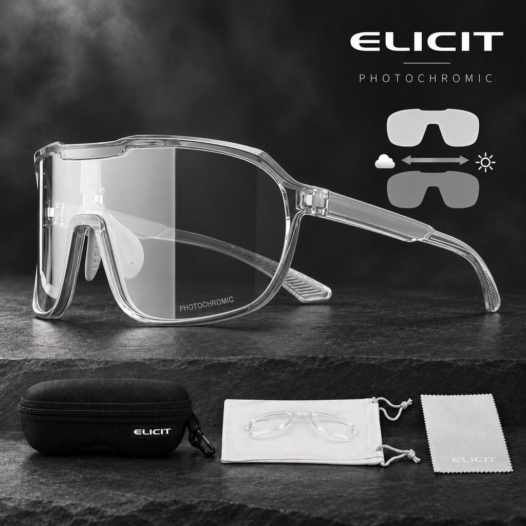 ELICIT New Men's UV400 Photochromic Cycling Sunglasses Women Sports Running Eyewear for Men Glasses Road Bike Bicycle Goggles 7