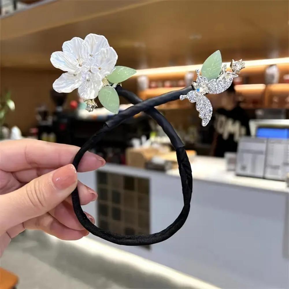 Butterfly Camellia Shaped Decor Hair Bun Maker DIY Elegantní Umělé perleťové kamínky Dekor Lazy Hair Curling French Twist Hairstyle Drdol Doplňky do vlasů