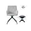 Lot de 4 chaises de salle à manger pivotantes à 360° avec motif en losange, fauteuil rembourré avec 4 pieds en métal, gris