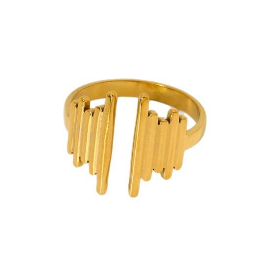 European and American Retro Exaggerated Irregular Hollow Opening Ring Female Non-fading Plated 18k Gold Stainless Steel Gold Ring