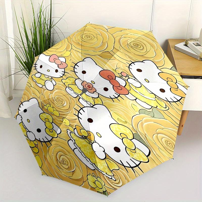 

Hello Kitty, Yellow Roses Automatic opening and closing folding umbrella with 8-rib frame and compact travel design, perfect for all occasio
