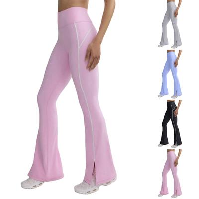 High Waist Flared Yoga Pants with Side Split Design for Women Stretchy Athletic Trousers for Workout