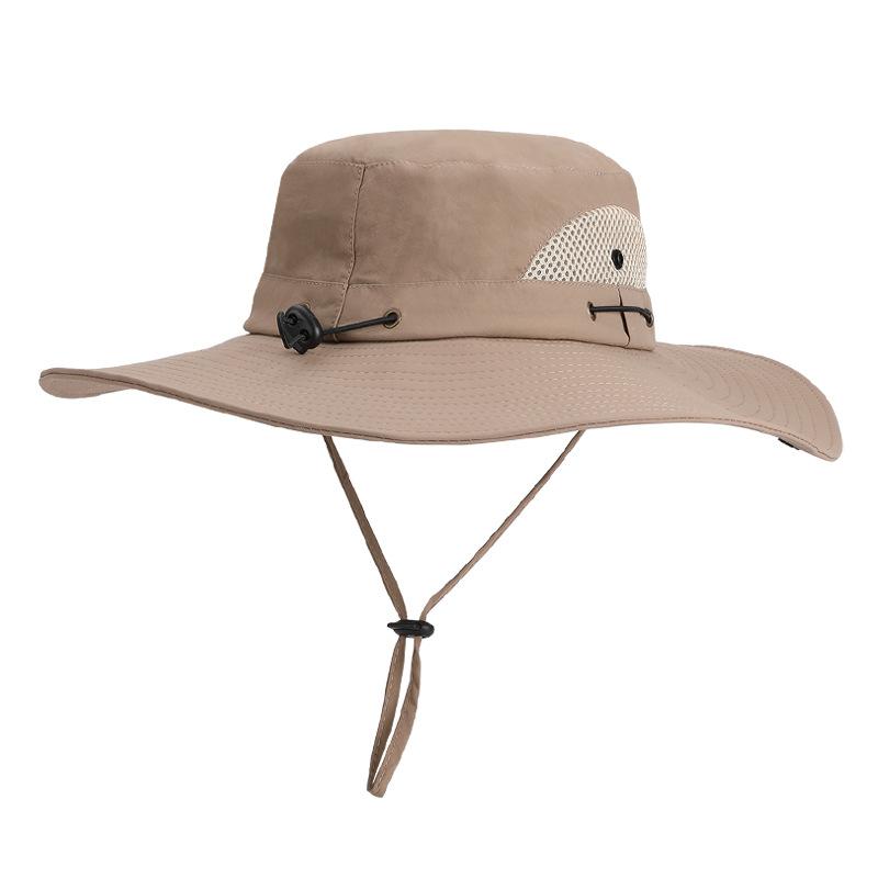 Summer big brim sun hat men's outdoor mountaineering fishing sun protection hat quick drying waterproof breathable big head circumference bucket hat