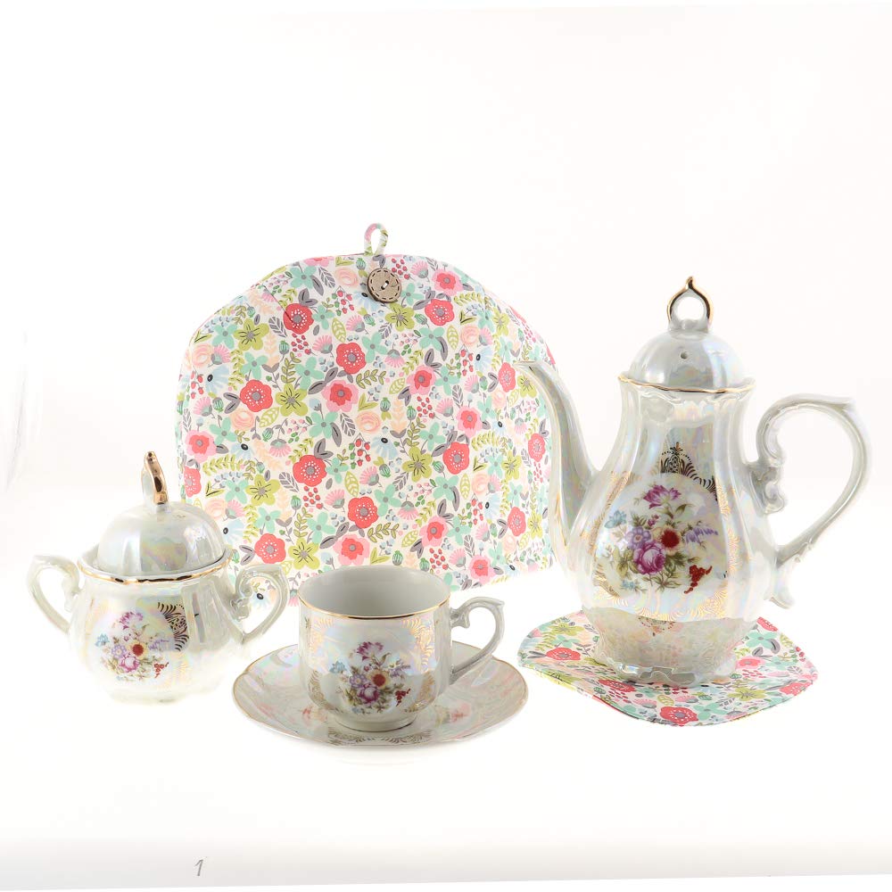 Stylish Scandinavian-style tea cozyteapot cover, red, Earl Grey, crafted by artisans Sachiko and Akiko Kawashima, made in Japan with 100% cotton