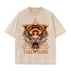 2026 Vintage Washed Black Tiger Head Graphic T Shirt Triangle Ornament Tiger King Retro Print Oversized Men Streetwear Casual Sh