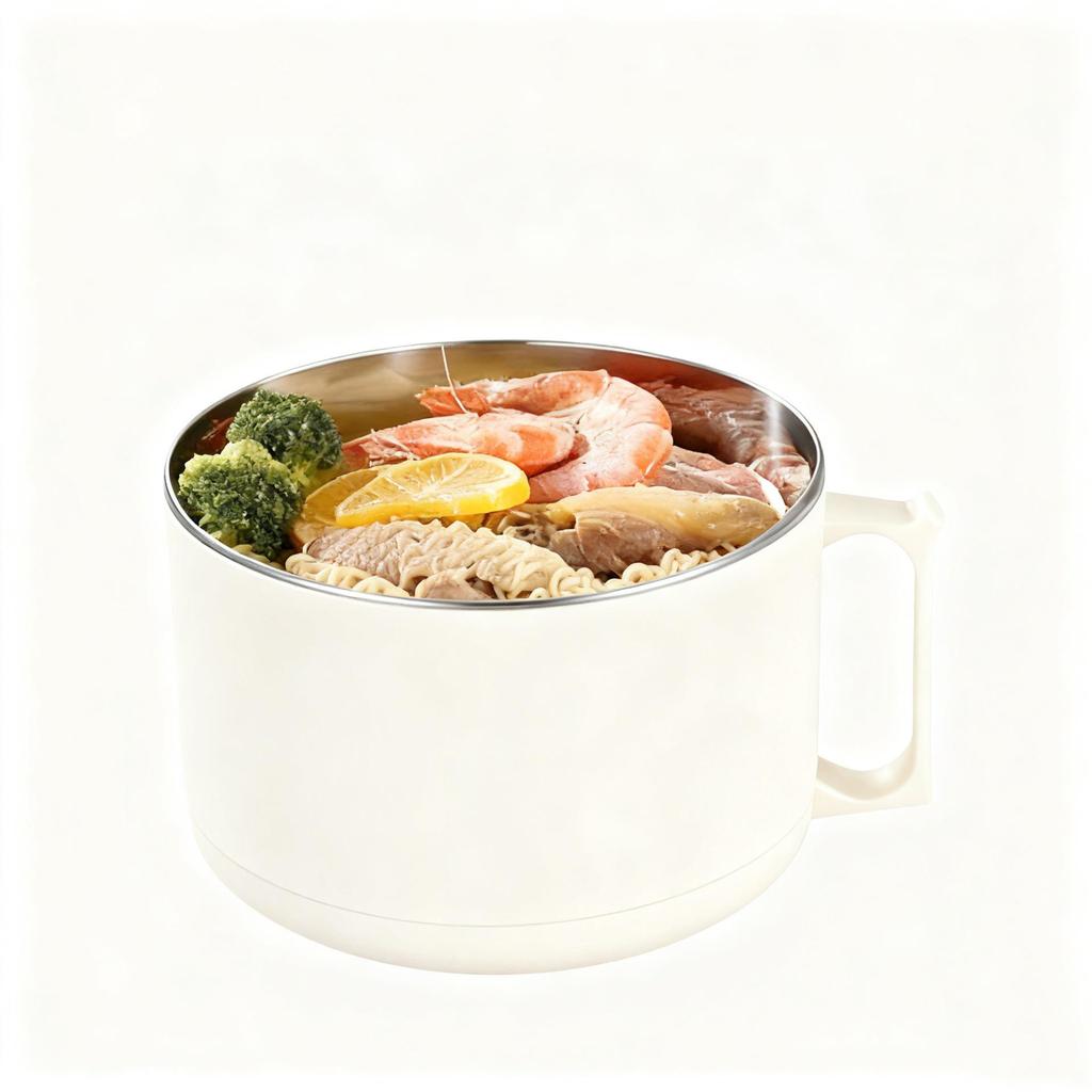 Cartoon Instant Noodle Bowl with Lid and Drain, Large Capacity, Cute Lunch Box for Students