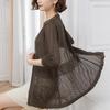 Summer Women's Knitted Jacket Solid Color Cutout Open Front Knitted Cardigan Thin Sunscreen Shawl