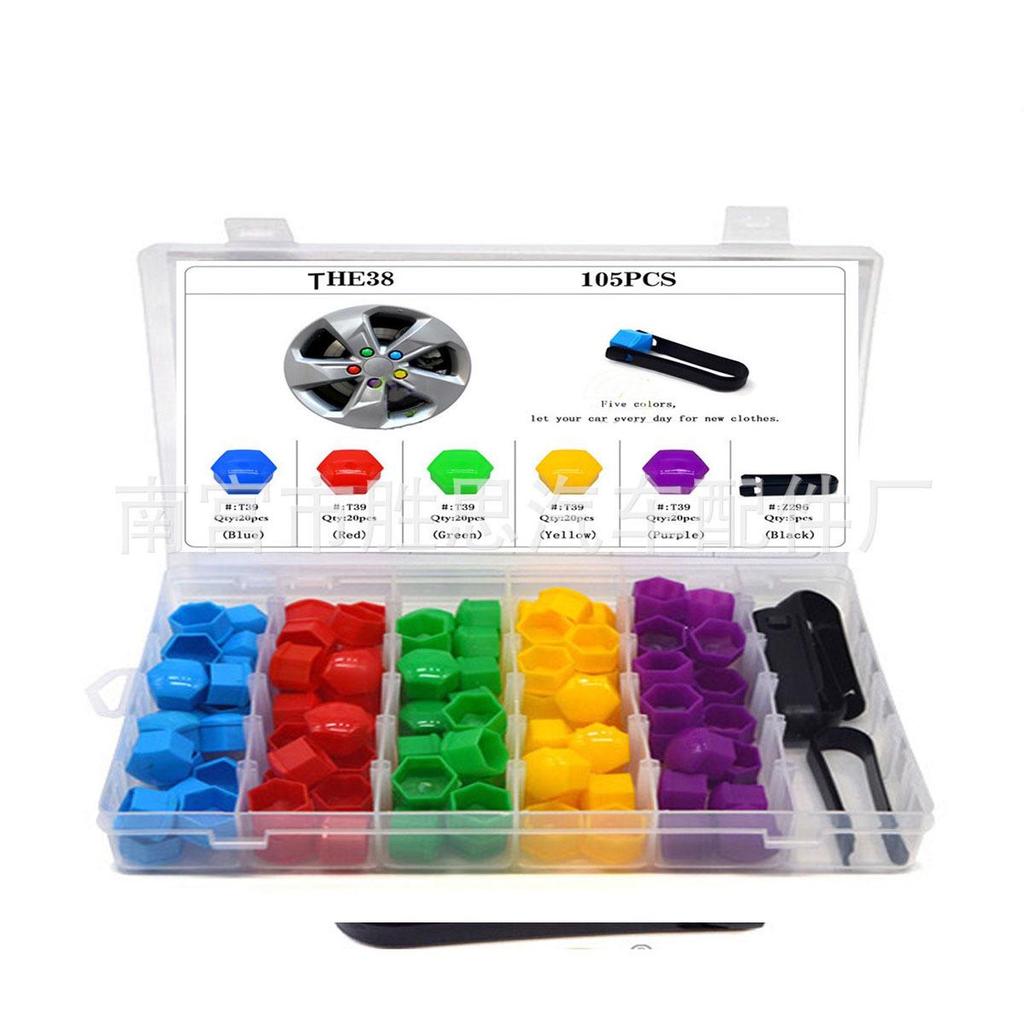 105-Piece Boxed Car Tire Screw Kit with Wheel Hub Decoration Clips & Buckles