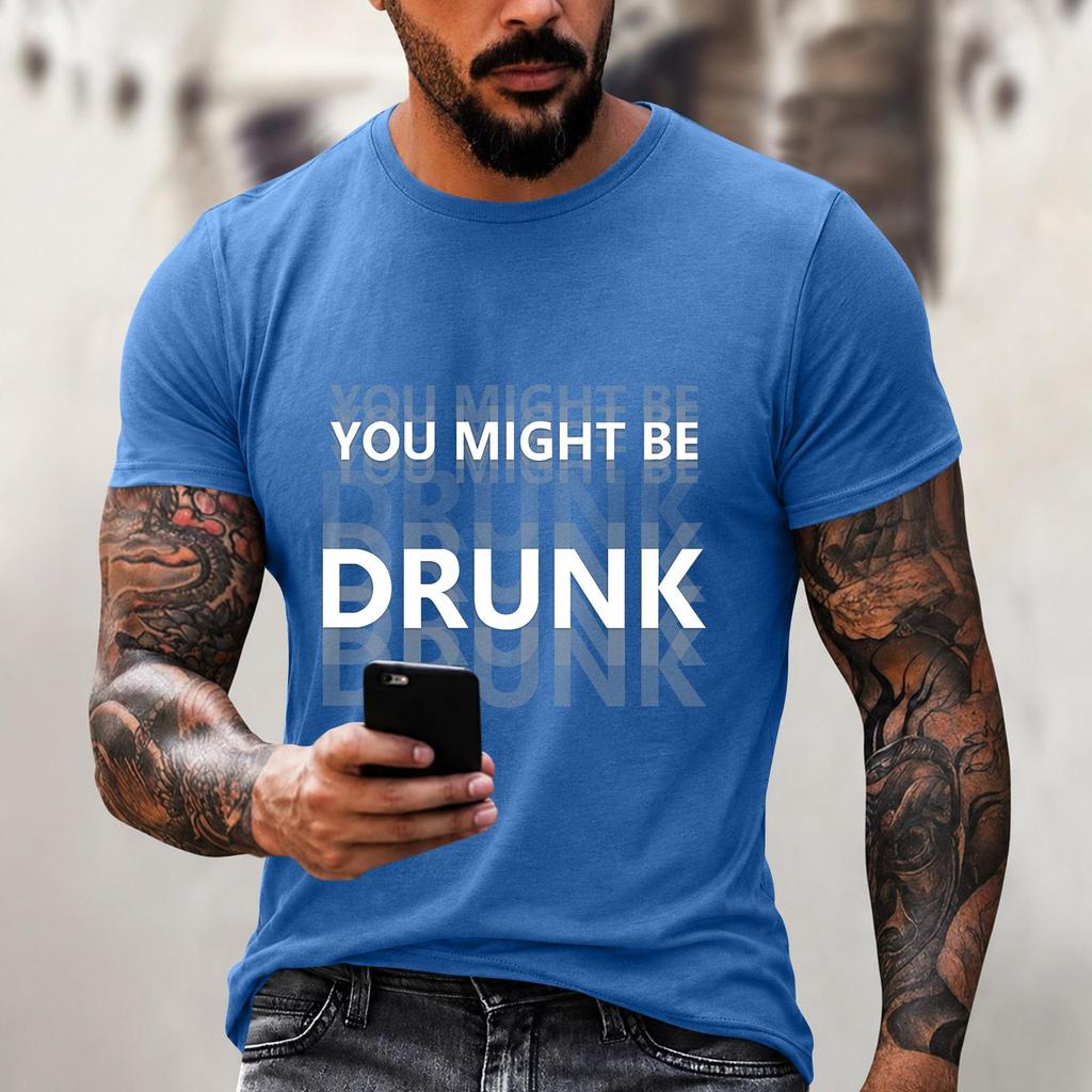 Men's Quirky Casual Loose Fit Letter Print T-Shirt for Daily Wear