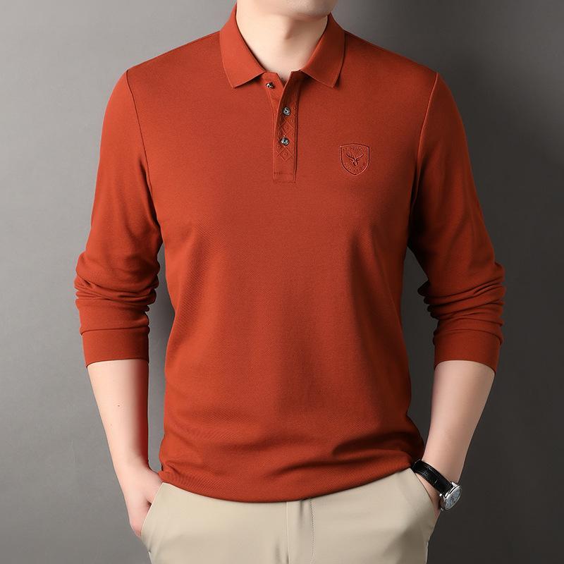 

Lapel Long-sleeved T-shirt Casual Daddy Middle-aged and Elderly Men s POLO Shirt XXXL