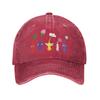 cute pikmin pattern blue Washed Denim Cap Casual Baseball Caps Adjustable Hat Summer Unisex Baseball Hats