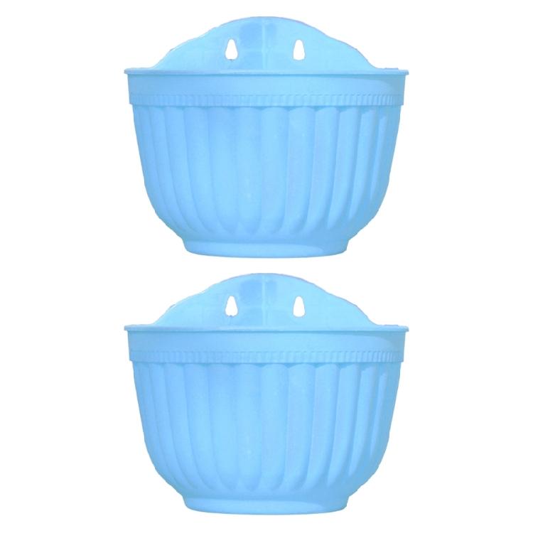 

2Pcs Plastic Wall Hanging Flower Pot Imitation Decorative Hanging Pot for Indoor Outdoor Garden Balcony 1 синий