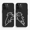 Funny Line Cat Couple Phone Case For iPhone 16 15 14 13 12 11 Pro Max Mini X XS SE4 7 8 Plus 16E Shockproof Silicone Soft Cover