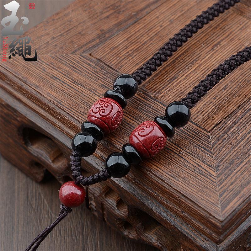 Premium Purple Gold Sand Pendant with Handwoven Hetian Jade Buddha Amulet, Nan Hong Wushi Pai Lanyard for Neck - Unisex