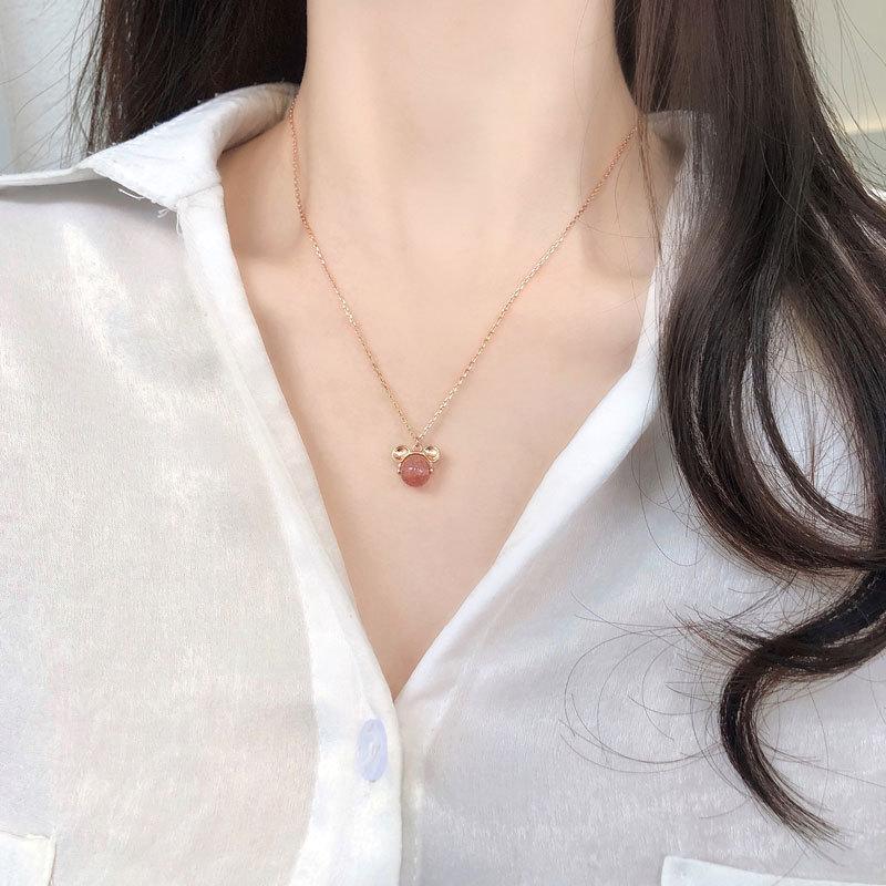 Cute and Exquisite Diamond Studded Flamingo Necklace, Collarbone Chain, Niche Design, Student Jewelry, Female Korean